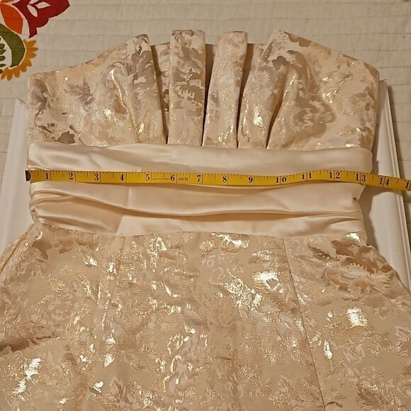 Betsy & Adam Strapless Golden floral cocktail dress size 4 - Picture 9 of 11